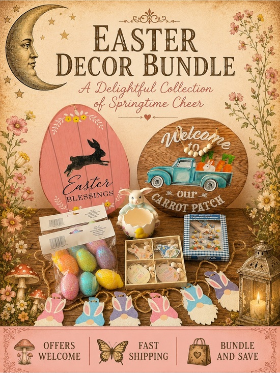 Other - Easter Decor Bundle Bunny Signs Garland Ornaments Spring Decor Set